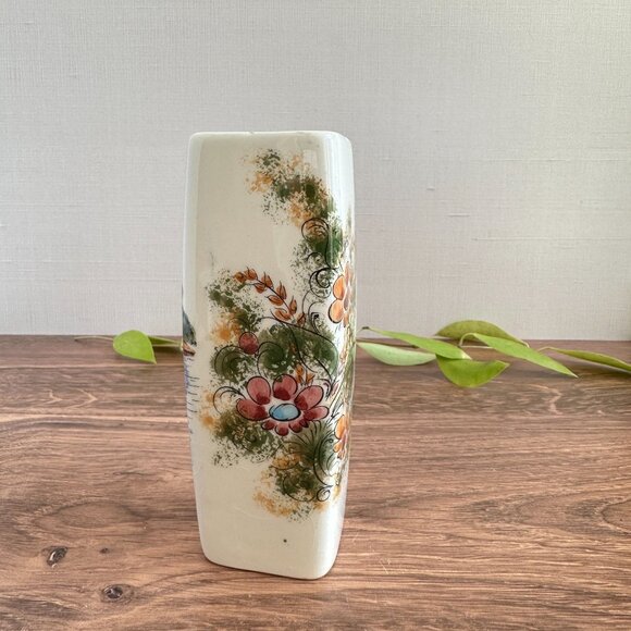 Handmade Ceramic Vase With Coastal & Floral Designs Greece Artist Signed 6" Tall - Picture 4 of 9